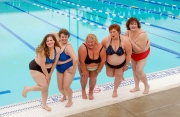 The Padded Lilies, a fat women\'s synchronized swim team.The PL is made of volunteers who perform at various events and aim at promoting the pro-fat acceptance movement.  From left to right: Natalie Boero, Alison McKenzie, Shirley Sheffield, Miryana Colton and Trish Bailey.