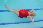 Miryana Colton, a member of the Padded Lilies, a fat women\'s synchronized swim team.The PL is made of volunteers who perform at various events and aim at promoting the pro-fat acceptance movement.