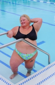 Shirley Sheffield, co-founder of the Padded Lilies, a fat women\'s synchronized swim team.The PL is made of volunteers who perform at various events and aim at promoting the pro-fat acceptance movement.