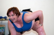 Fitness instructor Jennifer Portnick during her class.Jennifer Portnick, 38, might be a fat aerobics instructor but she is definitely fit. Portnick, who weights 240 pounds (108 kgs) and measures 5 feet 8 (176 cms), has been doing high-impact aerobics for 15 years and follows  a diet that is mostly vegetarian. She is certified by the Aerobics and Fitness Association of America and teaches several  high-energy, low-impact classes a week. She has her own program called ìFeeling Good Fitnessî.