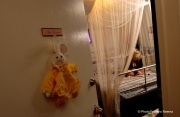 Bamma, a sex worker, reads in her bedroom at the Moonlite Bunny Ranch while waiting for thebell announcing the arrival of  new clients.
The Moonlite Bunny Ranch is America's best-known legal brothel, located in Carson City, NV.