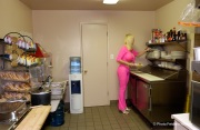 Sex worker Diane Diamonds helping herself with food inside the kitchen of the Moonlite Bunny Ranch. Meals are available 24 hours a day as the Ranch never sleeps.
The Moonlite Bunny Ranch is America's best-known legal brothel, located in Carson City, NV.