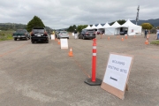 A coronavirus (COVID-19) testing site at a drive-through in the town of Bolinas, CA, on April 20, 2020. 
For the first time since the coronavirus pandemic hit the U.S., an entire town is attempting to test its entire population (1,600), regardless of whether or not someone is showing symptoms,  for  active viral infections  and also for antibodies to detect if people had previously been exposed to the virus, The testing was part of a research project put together by the Marin County community of Bolinas and the University of California San Francisco (UCSF). Residents raised more than $300,000 to buy testing materials and set up the site.  Venture capitalist Jyri Engstrom and UCSF doctor Aenor Sawyer were two to the organizers.