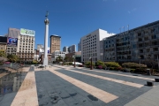 The deserted Union Square  in San Francisco, CA, on March 31, 2020.
Millions of San Francisco Bay Area  residents were ordered to stay home for the third week to slow the spread of the coronavirus as part of a lockdown effort.