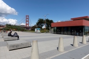 The visitor center at the entrance to the Golden Bridge  in San Francisco, CA, on March 19, 2020, is closed and empty of the usual crowd of tourists. 
California residents were ordered to stay home to slow the spread of the coronavirus as part of a lockdown effort.