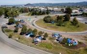 A homeless camp sits by the I80 freeway in Berkeley, CA, on April 22, 2020. The homeless problem in the San Francisco Bay Area has worsened since the start of the coronavirus pandemic.