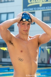 Björn  Seeliger during inside the campus of  the Univertisty of California in Berkeley, CA, on September 19, 2023. Björn Markus Seeliger is a Swedish swimmer who holds the Swedish record for 50 m backstroke.