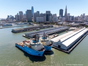 The two support vessels from The Ocean Cleanup docked in San Francisco on September 6, 2024, marking the organization's return after six years of groundbreaking work to develop technologies to eliminate ocean plastic pollution. 
The Ocean Cleanup is an international non-profit dedicated to developing scalable technologies to remove plastic from the world's oceans. It was founded in 2013 by Boyan Slat, employs a team of around 140 people, and is headquartered in Rotterdam, the Netherlands.