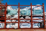 Large bags filled with collected plastic debris are stored on the deck of The Ocean Cleanup's support vessel in San Francisco, CA, on September 6, 2024.
The Ocean Cleanup, founded by Boyan Slat in 2013, is an international non-profit focused on developing scalable technologies to remove plastic from the world’s oceans. The organization employs around 140 people and is headquartered in Rotterdam, the Netherlands.