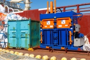 Compactors on the deck of The Ocean Cleanup's support vessel in San Francisco, CA, on September 6, 2024.
The Ocean Cleanup, founded by Boyan Slat in 2013, is an international non-profit focused on developing scalable technologies to remove plastic from the world’s oceans. The organization employs around 140 people and is headquartered in Rotterdam, the Netherlands.