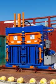 Compactors on the deck of The Ocean Cleanup's support vessel in San Francisco, CA, on September 6, 2024.
The Ocean Cleanup, founded by Boyan Slat in 2013, is an international non-profit focused on developing scalable technologies to remove plastic from the world’s oceans. The organization employs around 140 people and is headquartered in Rotterdam, the Netherlands.