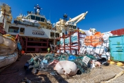 Plastic debris collected from the ocean are piled on the deck of The Ocean Cleanup's support vessel docked in San Francisco, CA, on September 6, 2024. This haul is part of the organization's ongoing mission to rid the world's oceans of plastic waste through innovative, large-scale cleanup technologies.
The Ocean Cleanup, founded by Boyan Slat in 2013, is an international non-profit focused on developing scalable technologies to remove plastic from the world’s oceans. The organization employs around 140 people and is headquartered in Rotterdam, the Netherlands.