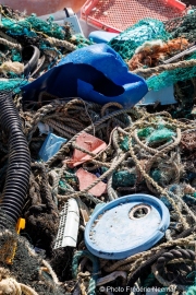 Plastic debris collected from the ocean are piled on the deck of The Ocean Cleanup's support vessel docked in San Francisco, CA, on September 6, 2024. This haul is part of the organization's ongoing mission to rid the world's oceans of plastic waste through innovative, large-scale cleanup technologies.
The Ocean Cleanup, founded by Boyan Slat in 2013, is an international non-profit focused on developing scalable technologies to remove plastic from the world’s oceans. The organization employs around 140 people and is headquartered in Rotterdam, the Netherlands.