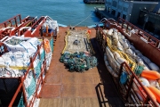 Plastic debris collected from the ocean are piled on the deck of The Ocean Cleanup's support vessel docked in San Francisco, CA, on September 6, 2024. This haul is part of the organization's ongoing mission to rid the world's oceans of plastic waste through innovative, large-scale cleanup technologies.
The Ocean Cleanup, founded by Boyan Slat in 2013, is an international non-profit focused on developing scalable technologies to remove plastic from the world’s oceans. The organization employs around 140 people and is headquartered in Rotterdam, the Netherlands.