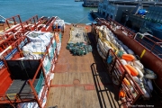 Plastic debris collected from the ocean are piled on the deck of The Ocean Cleanup's support vessel docked in San Francisco, CA, on September 6, 2024. This haul is part of the organization's ongoing mission to rid the world's oceans of plastic waste through innovative, large-scale cleanup technologies.
The Ocean Cleanup, founded by Boyan Slat in 2013, is an international non-profit focused on developing scalable technologies to remove plastic from the world’s oceans. The organization employs around 140 people and is headquartered in Rotterdam, the Netherlands.