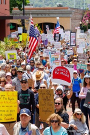 Protesters in downtown San Rafael, CA, on June 14, 2025, rallied under the banner of the “No Kings” protest, voicing opposition to President Donald Trump and what they view as authoritarian tendencies in American politics. Demonstrators carried signs and delivered speeches calling for the defense of democratic institutions and the rejection of political figures perceived as undermining them.