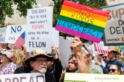 Protesters in downtown San Rafael, CA, on June 14, 2025, rallied under the banner of the “No Kings” protest, voicing opposition to President Donald Trump and what they view as authoritarian tendencies in American politics. Demonstrators carried signs and delivered speeches calling for the defense of democratic institutions and the rejection of political figures perceived as undermining them.