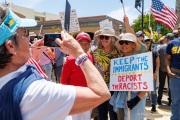 Protesters in downtown San Rafael, CA, on June 14, 2025, rallied under the banner of the “No Kings” protest, voicing opposition to President Donald Trump and what they view as authoritarian tendencies in American politics. Demonstrators carried signs and delivered speeches calling for the defense of democratic institutions and the rejection of political figures perceived as undermining them.
