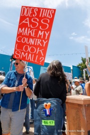 Protesters in downtown San Rafael, CA, on June 14, 2025, rallied under the banner of the “No Kings” protest, voicing opposition to President Donald Trump and what they view as authoritarian tendencies in American politics. Demonstrators carried signs and delivered speeches calling for the defense of democratic institutions and the rejection of political figures perceived as undermining them.