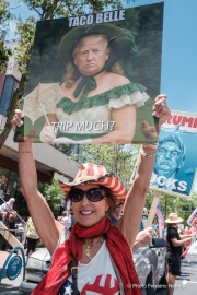 Protesters in downtown San Rafael, CA, on June 14, 2025, rallied under the banner of the “No Kings” protest, voicing opposition to President Donald Trump and what they view as authoritarian tendencies in American politics. Demonstrators carried signs and delivered speeches calling for the defense of democratic institutions and the rejection of political figures perceived as undermining them.