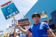 Protesters in downtown San Rafael, CA, on June 14, 2025, rallied under the banner of the “No Kings” protest, voicing opposition to President Donald Trump and what they view as authoritarian tendencies in American politics. Demonstrators carried signs and delivered speeches calling for the defense of democratic institutions and the rejection of political figures perceived as undermining them.