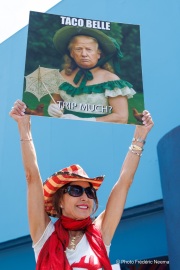 Protesters in downtown San Rafael, CA, on June 14, 2025, rallied under the banner of the “No Kings” protest, voicing opposition to President Donald Trump and what they view as authoritarian tendencies in American politics. Demonstrators carried signs and delivered speeches calling for the defense of democratic institutions and the rejection of political figures perceived as undermining them.
