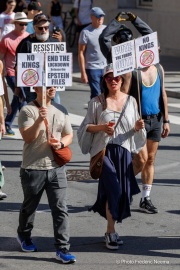 Tens of thousands marched through the streets of San Francisco, CA, on October 18, 2025, during a “No Kings” protest, one of more than 2,700 rallies nationwide opposing what organizers call President Donald Trump’s “authoritarian” agenda.