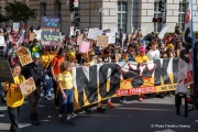 Tens of thousands marched through the streets of San Francisco, CA, on October 18, 2025, during a “No Kings” protest, one of more than 2,700 rallies nationwide opposing what organizers call President Donald Trump’s “authoritarian” agenda.