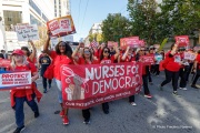 Tens of thousands marched through the streets of San Francisco, CA, on October 18, 2025, during a “No Kings” protest, one of more than 2,700 rallies nationwide opposing what organizers call President Donald Trump’s “authoritarian” agenda.