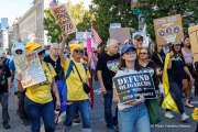 Tens of thousands marched through the streets of San Francisco, CA, on October 18, 2025, during a “No Kings” protest, one of more than 2,700 rallies nationwide opposing what organizers call President Donald Trump’s “authoritarian” agenda.