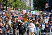 “No Kings” protests drew thousands of people in San Francisco, CA,  on March 27, 2026, as part of a nationwide day of action opposing President Donald Trump’s administration. The rallies were among thousands held across the United States, with demonstrators raising concerns about what they describe as threats to free speech, voting rights, and the war in Iran.