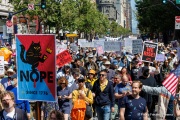 “No Kings” protests drew thousands of people in San Francisco, CA,  on March 27, 2026, as part of a nationwide day of action opposing President Donald Trump’s administration. The rallies were among thousands held across the United States, with demonstrators raising concerns about what they describe as threats to free speech, voting rights, and the war in Iran.