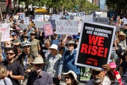 “No Kings” protests drew thousands of people in San Francisco, CA,  on March 27, 2026, as part of a nationwide day of action opposing President Donald Trump’s administration. The rallies were among thousands held across the United States, with demonstrators raising concerns about what they describe as threats to free speech, voting rights, and the war in Iran.