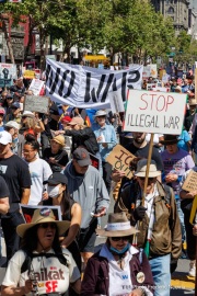 “No Kings” protests drew thousands of people in San Francisco, CA,  on March 27, 2026, as part of a nationwide day of action opposing President Donald Trump’s administration. The rallies were among thousands held across the United States, with demonstrators raising concerns about what they describe as threats to free speech, voting rights, and the war in Iran.