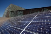 PV installation on the rooftop of the Peoria Center for the Performing Arts in Peoria, AZ, on May 19, 2010, which was donated by River Solar & Wind company.