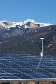 Solar installation with the Taos mount in the background in Taos, NM.