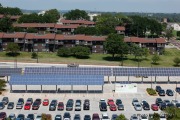 Solar panels in the parking lot of Creighton University in Omaha