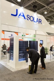 JA Solar booth at Intersolar North America in San Francisco on July 12, 2012.